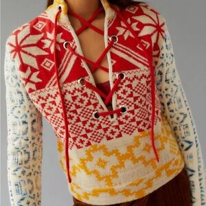 Colorful BDG for Urban Outfitters Rian Lace-Up Sweater Size S Apris Ski